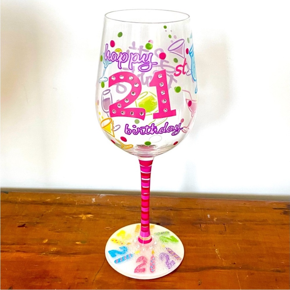 Large wine glass 🍷 “Happy 21st” birthday 🥳
